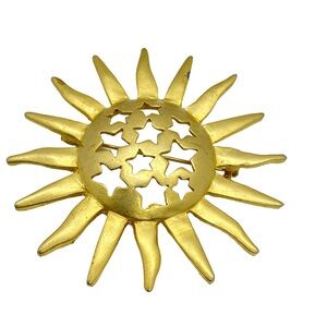 Sun & Stars Goldtone Matte Vintage Brooch Circa 1980's